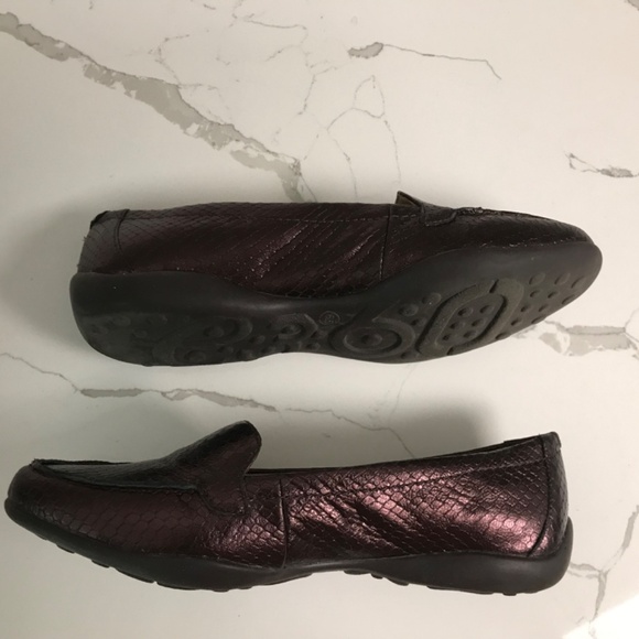 Easy Spirit E360 Burgundy Leather Metallic Snakeskin Loafers US 6.5 M - Picture 6 of 9